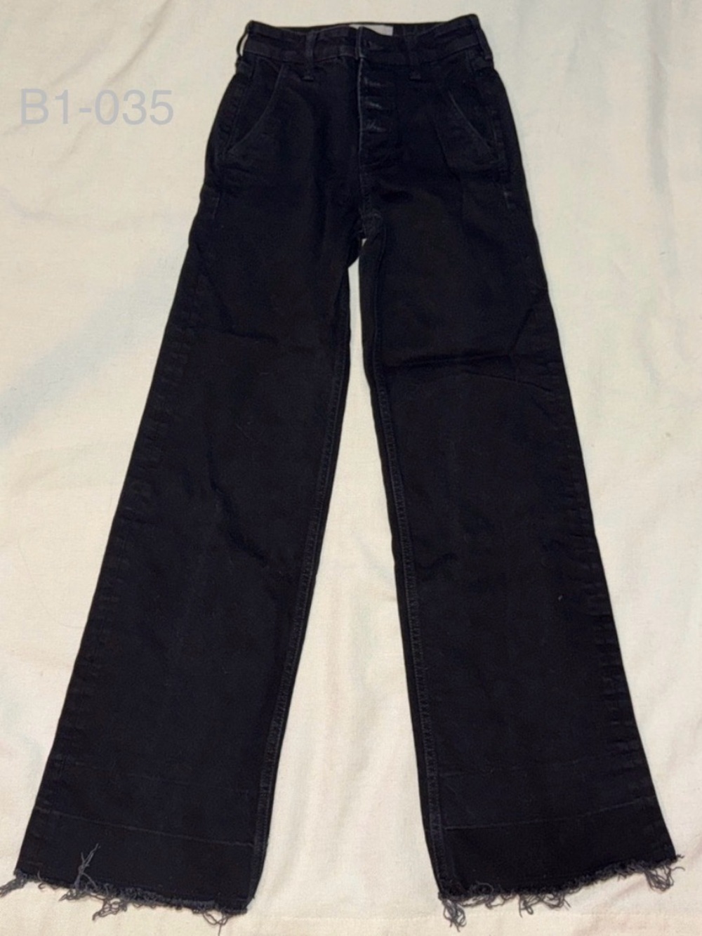 EVERLANE The Wide Leg Jean Size 23 Regular Black Button Fly